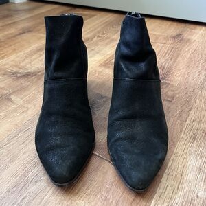 Eileen Fisher Vero Cuoio Suede Leather Ankle Block Heel Booties Women Sz 7 Black